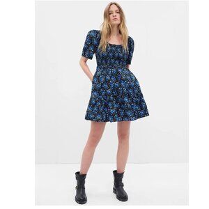 GAP Puff Sleeve Smocked Floral Mini Dress
